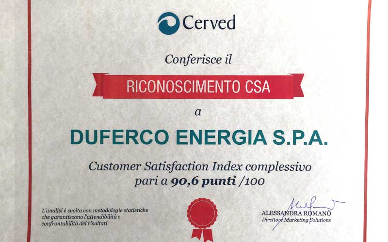 Customer Satisfaction Index - Duferco Energia