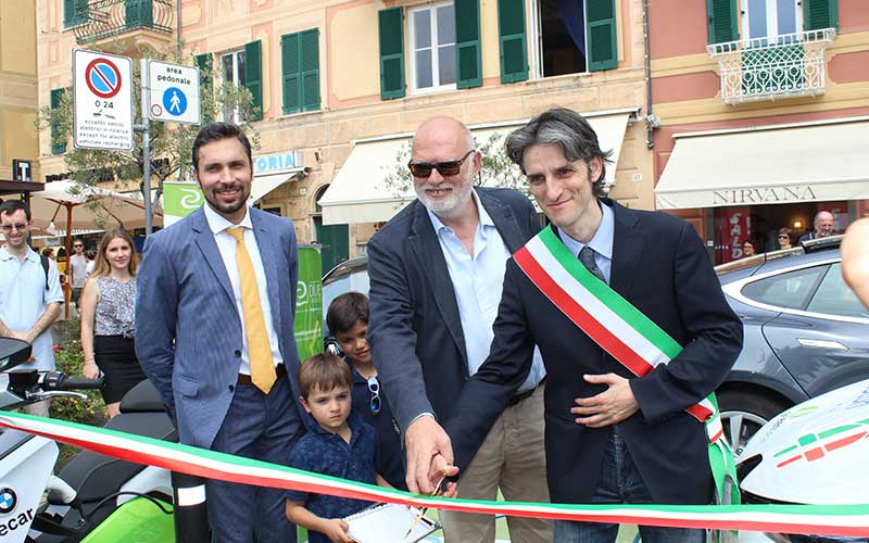Inaugurazione colonnina elettrica Duferco Energia a Santa Margherita Ligure